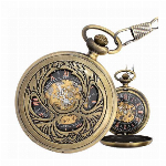 ポケットウォッチ 懐中時計 手巻き スケルトン 蓋付き シースルー  PWA00..