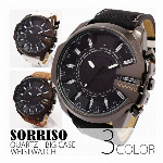 正規品SORRISOソリッソ ローマ数字にフェイククロノグラフ ラバーベルト時計..