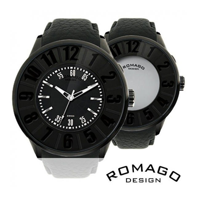 正規品 ROMAGO DESIGN腕時計 ロマゴデザイン RM007-0053ST-BK ヌメレーション メンズ腕時計