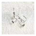 こども用イヤリング　キッズピナチョコ　揺れ２連パール＆スター　ホワイト