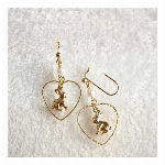 こども用イヤリング　キッズピナチョコ　揺れ２連パール＆スター　ネイビー