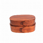 木製　二段  小判型　　さくら　木目　バンド付き　曲げわっぱ　お弁当箱