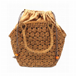 六角花編み　巾着　山葡萄かごバッグ　籠バッグ　手作り　天然素材