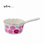 プルーン（Plune.）ホーローミルクパン15cm「もこもこお花ピンク」YJM-107　1.2L 片手鍋 両口 ソースパン 片手鍋 ミニ鍋 味噌汁 離乳食 ジャム スープ ソース ミルク 牛乳 おかゆ ギフト 北欧【ガス火・IH対応】