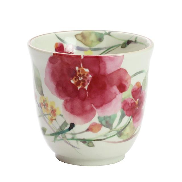 ■美濃焼単品■花水彩湯呑シュウメイ菊