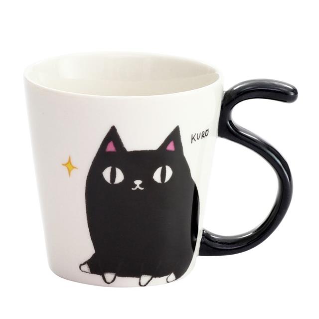 ■磁器単品■猫3兄弟しっぽマグカップ kuro