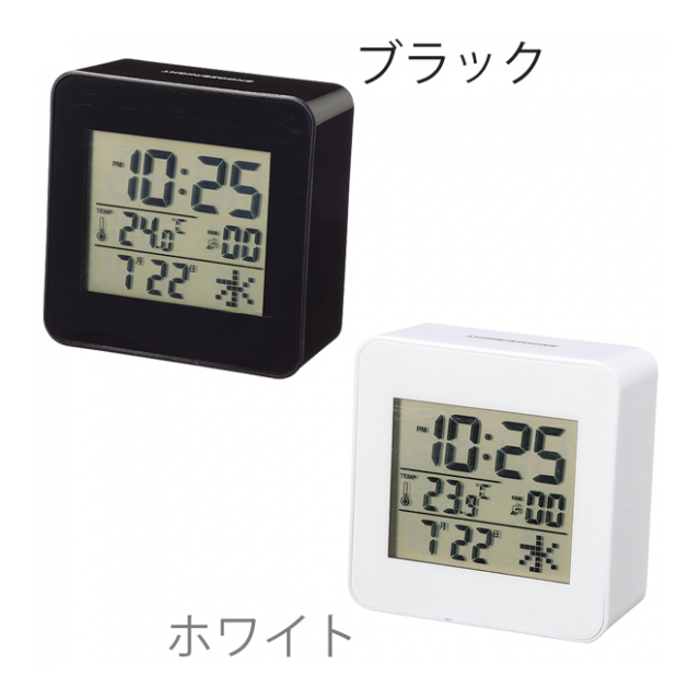電波時計 置き時計 自動時刻設定 自動補正 デジタル時計 温度計付 目覚まし時計 置時計 アラームクロック 卓上時計 カレンダー 温度計 バックライト  スヌーズ 付 インテリア シンプル プレゼント 新生活 便利 ◇ スクエア電波クロック - 卸プライス.JP [品番：20190903 ...