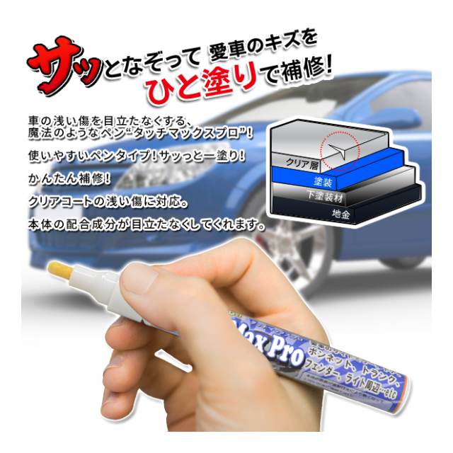 車 キズ消し タッチマックスプロ 車 傷消し サッっと一塗り かんたん車のキズを補修 全カラー対応 車 傷 ペン キズ隠し 検索 車用品 カー用品 Wax ワックス ポリマー 加工 サイドミラー ライト キズ消し バイク タッチマックスプロ 卸プライス Jp 品番