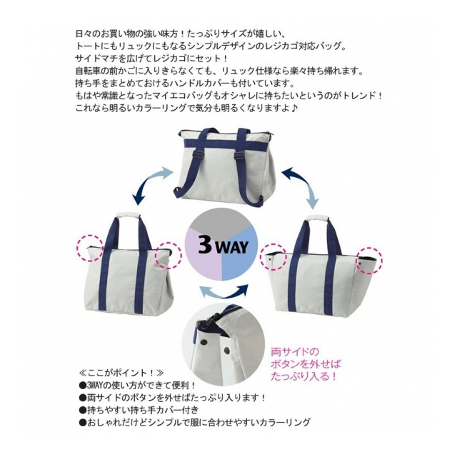 3WAYバッグ トートバッグ レジかごバッグ サック ショッピングバッグ マチ付き エコバッグ レジのカゴ対応 マルチバッグ キッチン用品 アウトドア  キャンプ マザーズバッグ ◇ ママハピ バッグ - 卸プライス.JP [品番：20210109-mamahapibag] の卸・問屋・仕入れ・卸売り  ...