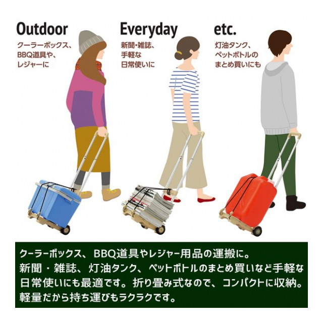 キャリーカート 折りたたみ 軽量 ハンドキャリー 持ち運び楽々 耐荷重20kg ゴミ出し 灯油タンク 飲料ケース クーラーボックス 等の持ち運びに  アウトドア 運搬用具 カート キャリー ◇ キャリーカートPIC - 卸プライス.JP [品番：20220727-carrycartpic]  の卸・問屋 ...
