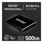外付け SSD 500GB ポータブル 持ち運べる SSD データ保存 転送 高速 書き込み Lexar SL100 Pro ポータブルSSD 500GB USB3.1 Type-C Windows USB接続 パソコン アクセサリー ◇ SSD-500RBJP
