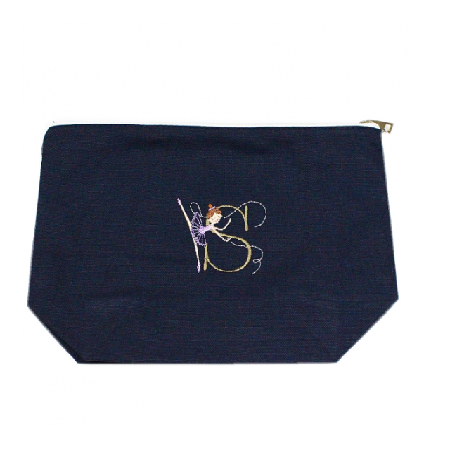 Shinzi Katoh バレエ刺繍ポーチ(S) ネイビー