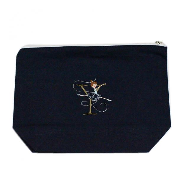 Shinzi Katoh バレエ刺繍ポーチ(Ｙ) ネイビー