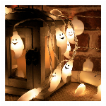 照明 ハロウィン ライト ゴースト イルミネーション 飾り付け ワイヤー 幽霊 電池式 30灯 暖色