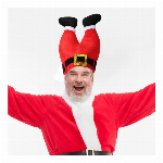 トナカイレッド角リボン付き ルドルフ帽子 【クリスマス/サンタ/トナカイ/パーテ..