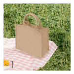 ナチュラル ジュートバッグ (31x27cm) 【リネンエコ/ギフト/ショッピング/サブバッグ/LOGO印刷可】