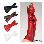 短い・フェイクレザーグローブ（指先長め） レディース シンプル レザー調 手袋 ..