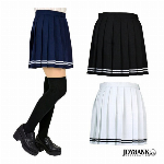 ロング丈　プリーツスカート【制服/レディース/シンプル/学生風/ウエスト調節可/..