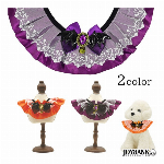 ［ペット用］サテンフリル つけ襟【首輪/レース/ハロウィン/オレンジ/パープル/犬/猫】