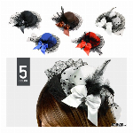 パールリボン総スパンコールミニハット【カクテル帽子/ゴスロリ/ヘアアクセサリー】