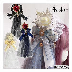 薔薇x王冠 ヴェール付きヘッドドレス【ヘアアクセサリー クラウン リボン パール ゴージャス】