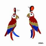 オウムのピアス【アクセサリー/鳥/大ぶり/カジュアル/個性/オシャレ】