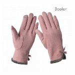 チェリッシュリボン タッチ手袋【スマホ対応/冬用/レディース/あったか/リボン/ふわもこ裏起毛】