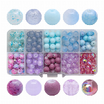 10色 カラフル ガラス ビーズ セット DIY アクセサリー パーツ 手作り ブレスレット ネックレス 材料 8mm 200個入り