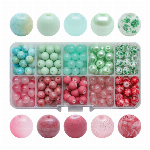 10色 カラフル ガラス ビーズ セット DIY アクセサリー パーツ 手作り ブレスレット ネックレス 材料 8mm 200個入り