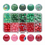 10色 カラフル ガラス ビーズ セット DIY アクセサリー パーツ 手作り ブレスレット ネックレス 材料 8mm 200個入り