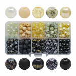 10色 カラフル ガラス ビーズ セット DIY アクセサリー パーツ 手作り ブレスレット ネックレス 材料 8mm 200個入り