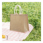 ナチュラル ジュートバッグ (31x27cm) ホワイトハンドル【リネンエコ/ギフト/ショッピング/サブバッグ/LOGO印刷可】