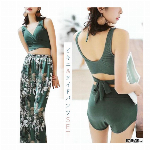 レーストップス付き　水着3点セット【ビキニ/クロッシェ/ショートパンツ】