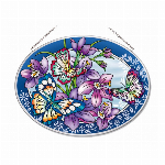 ステンドグラス風サンキャッチャー「パープルパンジー」Mサイズ