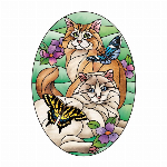 ステンドグラス風サンキャッチャー「Feline Flirtations」Sサイズ