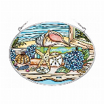 ステンドグラス風サンキャッチャー「イルカの大群」Mサイズ