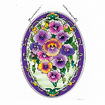 ステンドグラス風サンキャッチャー「花とハチドリ」Mサイズ