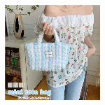 ショルダートートバッグ ポップコーン ワッフル サブバッグ 軽量 ファスナー 可..