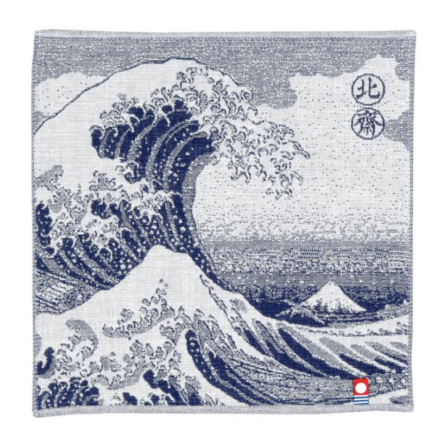 ken yokoyama ビーチタオル 日比谷 新品 浮世絵BLUE タオルハンカチ 浪裏 - 株式会社山本仁商店 [品番：12167