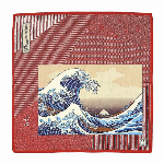 ハンカチ　京彩　国芳の浮世絵　猫の曲まり団扇  グレー