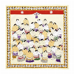 ハンカチ　京彩　広重の浮世絵　日本橋　グレー