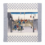 ハンカチ　京彩　北斎の浮世絵　赤富士　ムラ