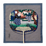 ハンカチ　京彩　国芳の浮世絵　猫の曲まり団扇  カラシ