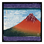 ハンカチ　京彩　北斎の浮世絵　赤富士　カラシ