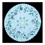 刺繍スカラー　大判まるハンカチ　花和更紗　クロ