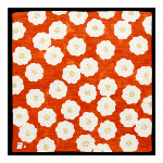 ハンカチ　茶陶の美　椿文　グリーン