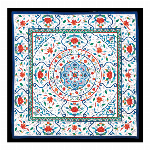 ハンカチ　茶陶の美　椿文　アカ