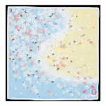 ハンカチ　友禅刺繍　桜舞い　ピンク