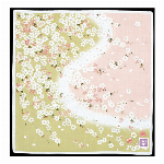 ハンカチ　友禅刺繍　桜舞い　ブルー