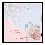 ハンカチ　友禅刺繍　伏見稲荷　オレンジ